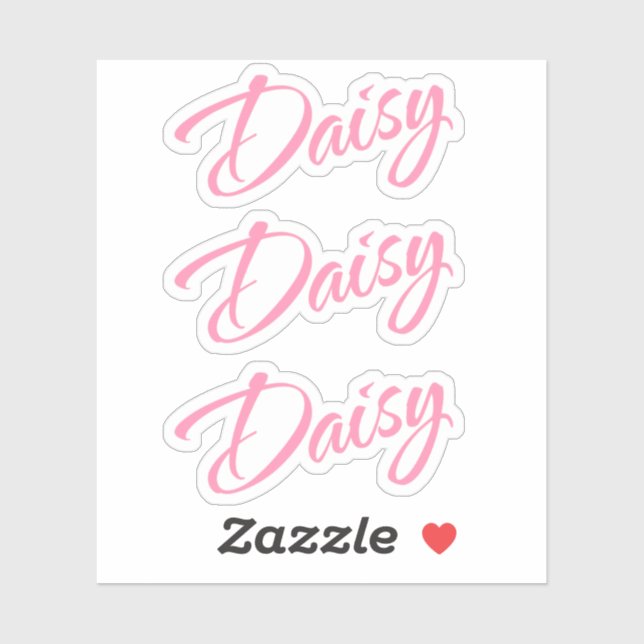 Sticker Daisy nom rose cursive police x3 (Feuille)