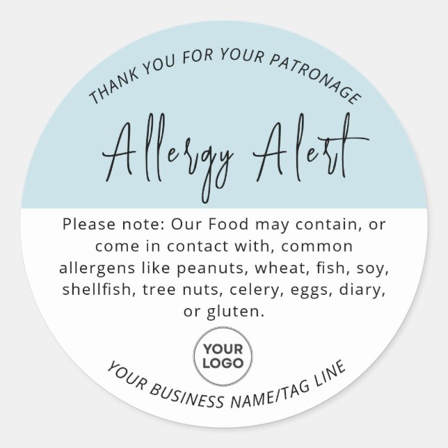 Sticker d'alerte d'allergie bleu clair (Devant)