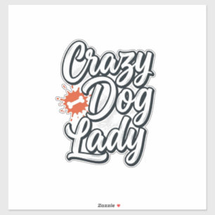 Sticker Dame Chien Fou Amateur d'Animaux Anciens Conceptio
