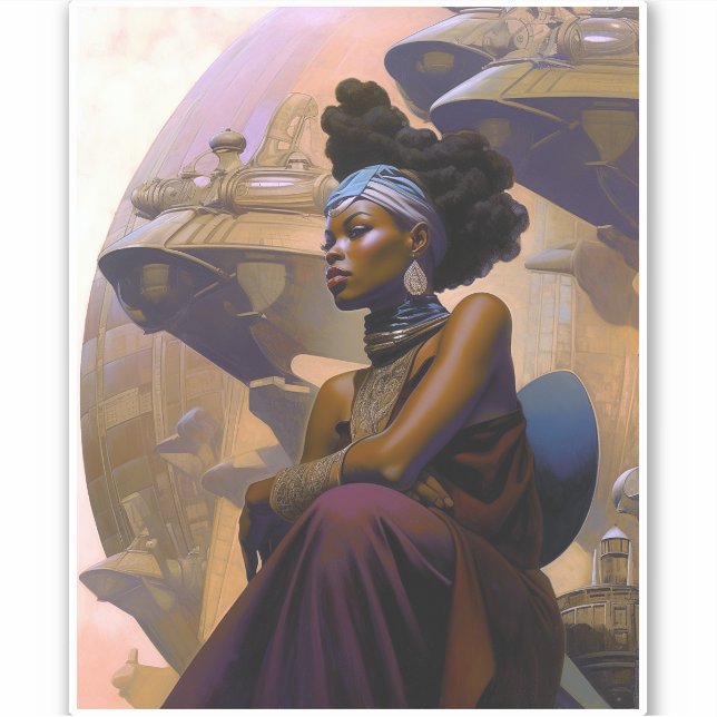 Sticker Dame futuriste africaine-américaine (Devant)