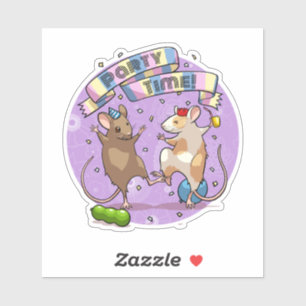 Sticker Dancing Mice Fête Horaire Bannière Confetti & Ball