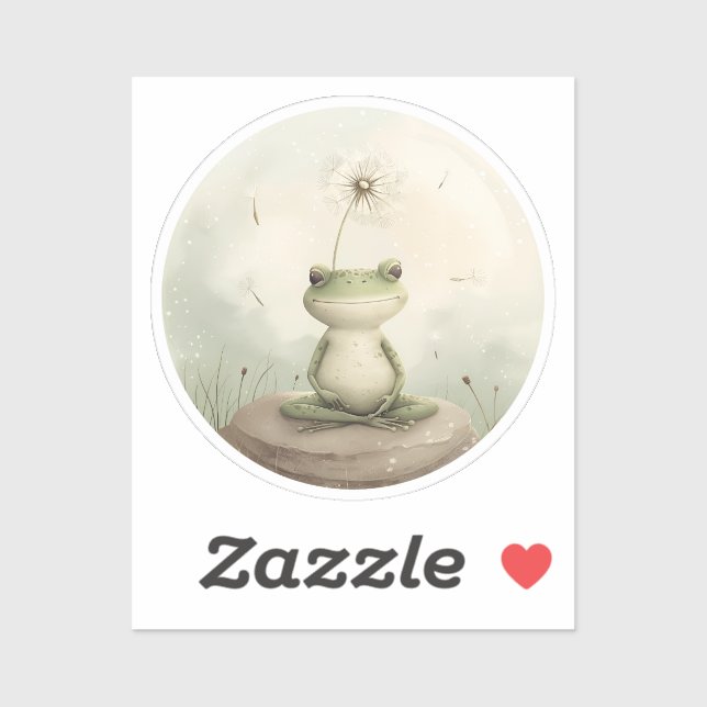 Sticker Dandelion de méditation de grenouille (Feuille)