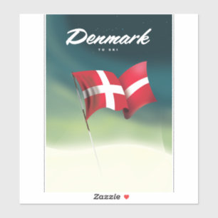 Sticker Danemark "À skier" poster Voyage