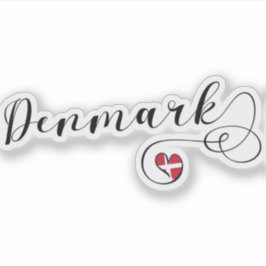 Sticker Danemark, Drapeau danois en coeur