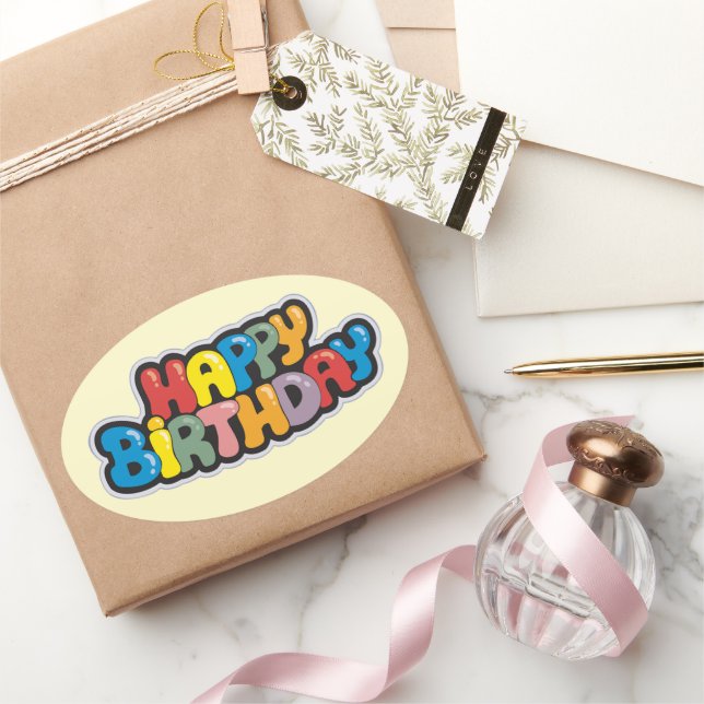 Sticker d'anniversaire avec texte coloré (Cadeaux)