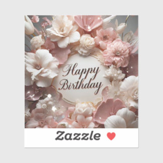 Sticker d'anniversaire blanc doux