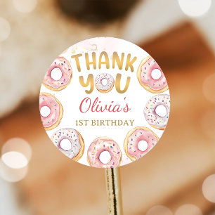 Sticker d'anniversaire de Donut rose or