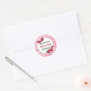 Sticker d'anniversaire de fraises ou étiquette de 