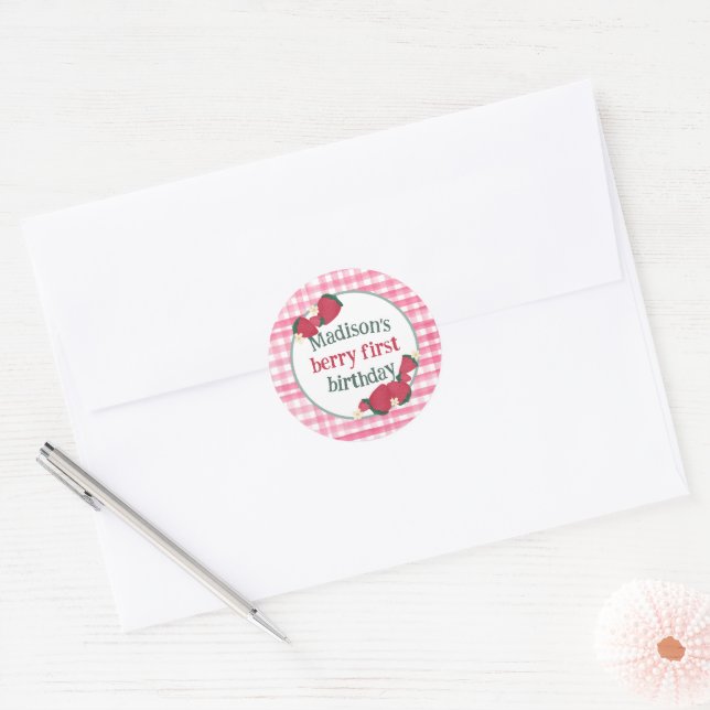 Sticker d'anniversaire de fraises ou étiquette de  (Enveloppe)