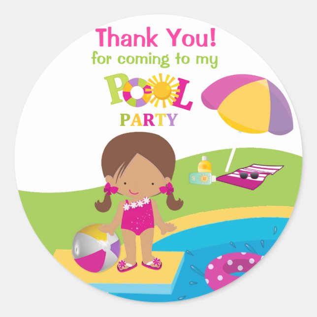 Sticker d'anniversaire de la fête de la piscine po (Devant)