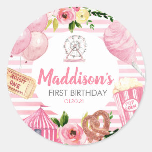 Sticker d'anniversaire du Carnaval rose
