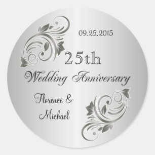 Sticker d'anniversaire gris argenté