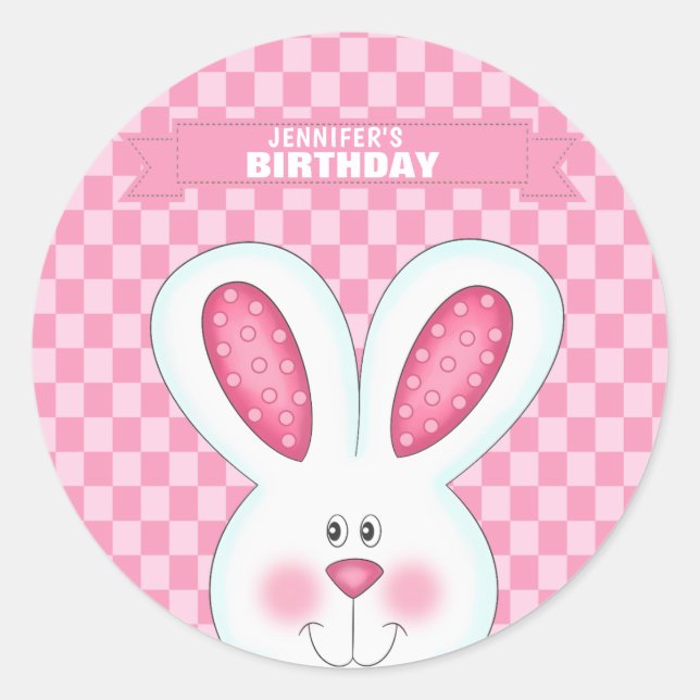 Sticker d'anniversaire lapin personnalisé (Devant)