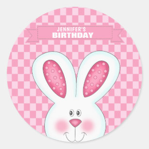 Sticker d'anniversaire lapin personnalisé