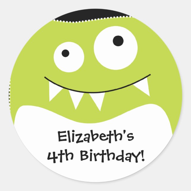 Sticker d'anniversaire Lime Monster Bash (Devant)