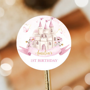 Sticker d'anniversaire Pink Fairytale Princess Cas
