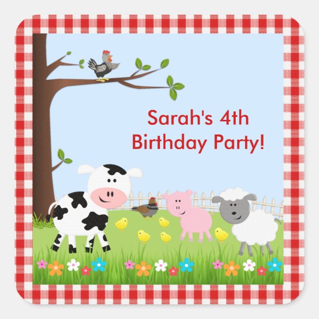 Sticker d'anniversaire pour animaux de ferme migno (Devant)