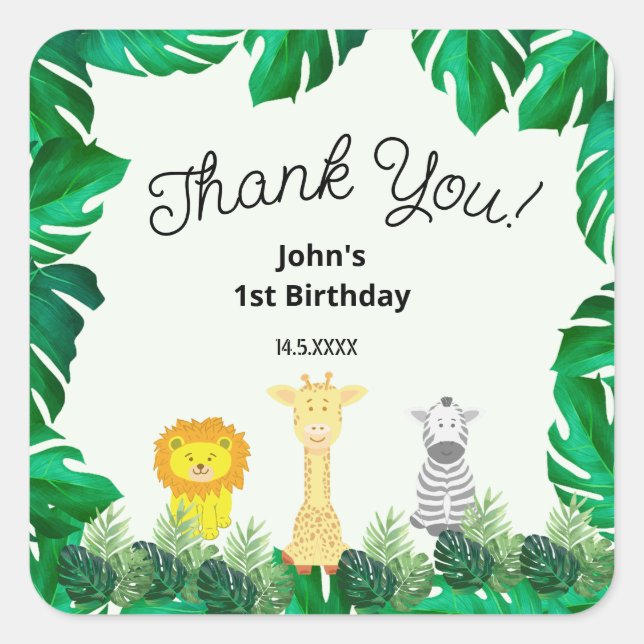 Sticker d'anniversaire pour bébé tropical (Devant)