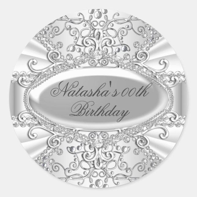 Sticker d'anniversaire pour bijoux en argent et bl (Devant)