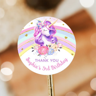 Sticker d'anniversaire Rainbow Magical Unicorn