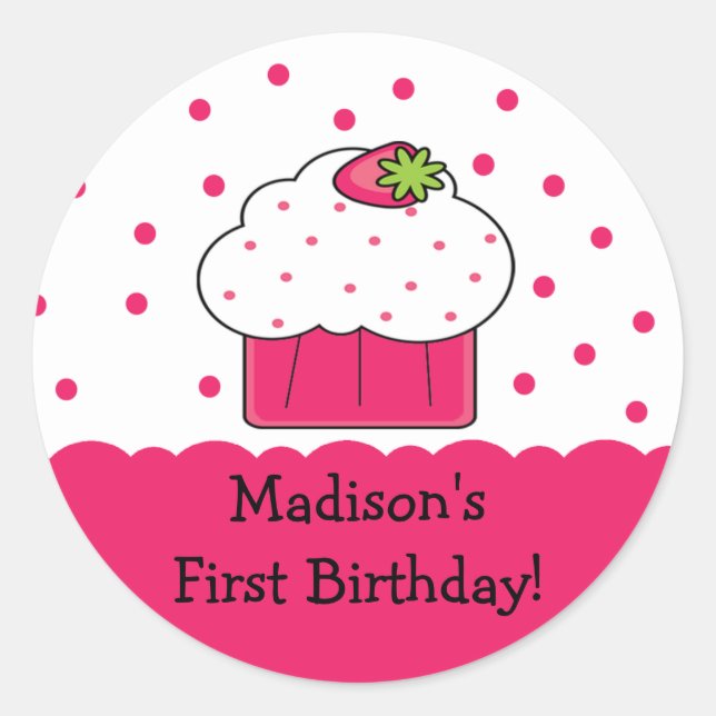 Sticker d'anniversaire rose Cupcake (Devant)