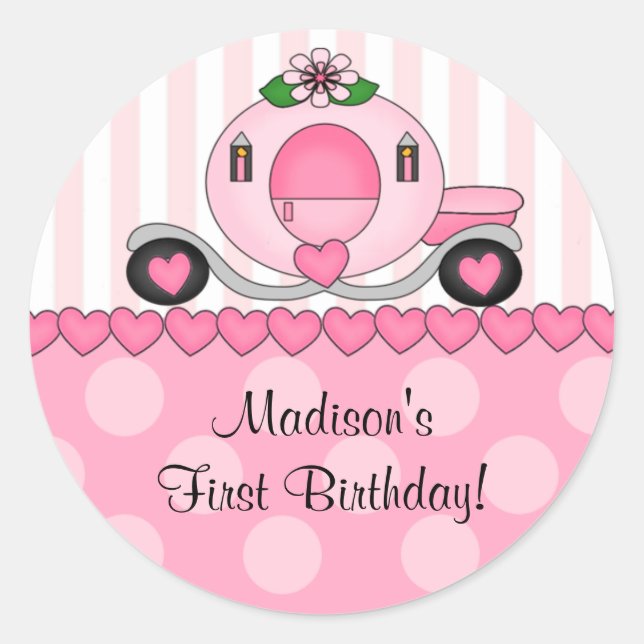 Sticker d'anniversaire rose Princesse (Devant)