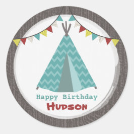 Sticker d'anniversaire Turquoise Tipi