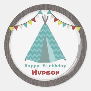 Sticker d'anniversaire Turquoise Tipi