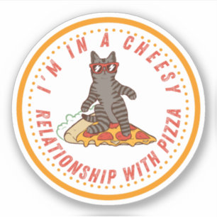 Sticker Dans une relation poêlée avec la pizza - Bold