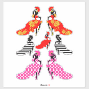 Sticker Danseurs de flamenco de Lady espagnole Silhouette