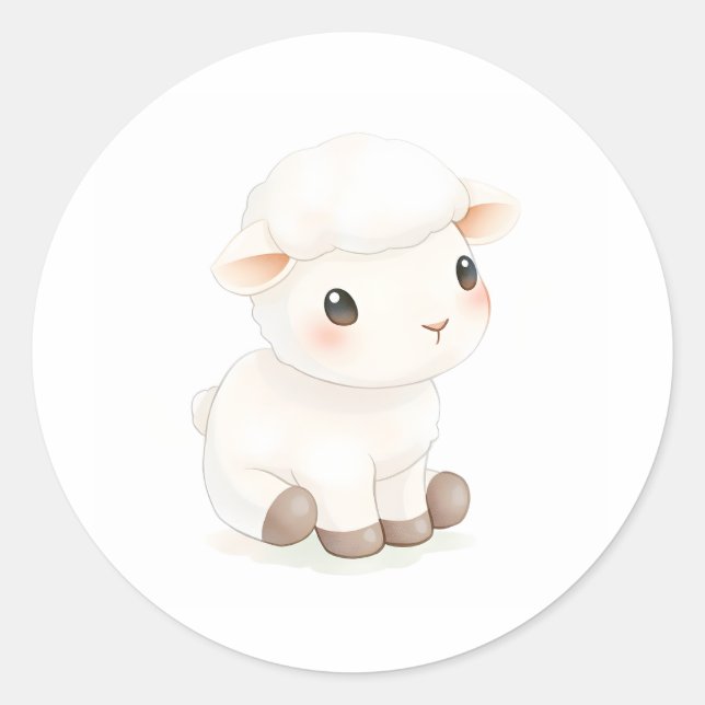 Sticker d'aquarelle pour agneau mignon Illustratio (Devant)