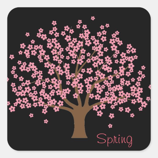 Sticker d'arbre de fleurs de printemps (Devant)