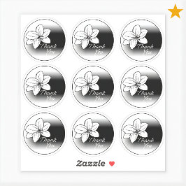 Sticker Dark Modern Minimal Gray Flower Drawing Thank You