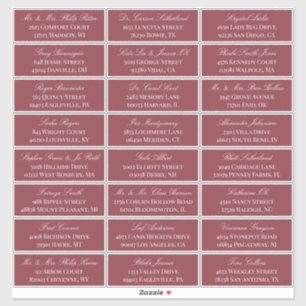 Sticker Dark Red Elegant Script 24 Mariage Adresse du clie
