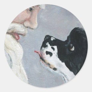 Sticker d'art Cocker Spaniel et Santa Claus