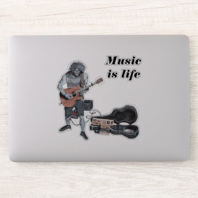 Sticker d'art Imaginaire musicien de guitare Zombi (Ordinateur)