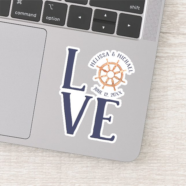 Sticker Daté #Roue du navire nautique #Mariage AMOUR (Détail)