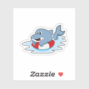 Sticker Dauphin à la natation avec anneau de natation.PNG
