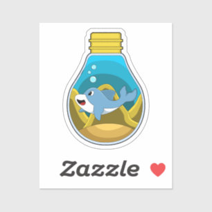 Sticker Dauphin à la natation dans l'aquarium