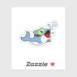 Sticker Dauphin à la plongée avec bulles d'eau.PNG