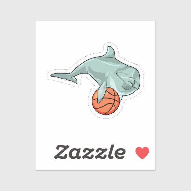 Sticker Dauphin avec basket (Feuille)
