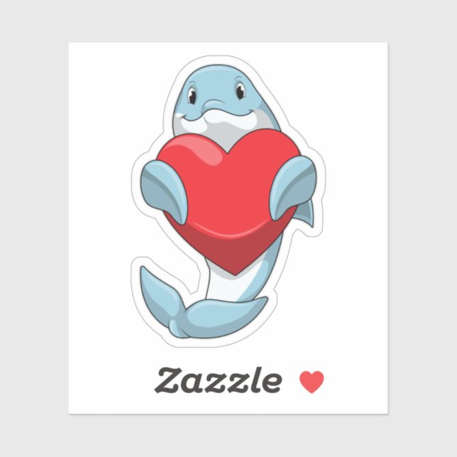 Sticker Dauphin avec coeur (Feuille)