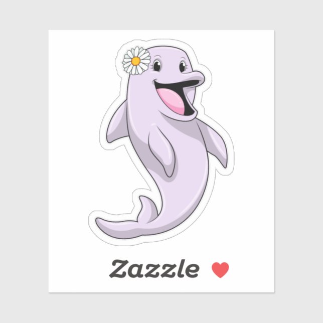 Sticker Dauphin avec fleur marguerite (Feuille)