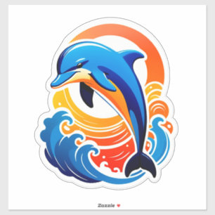 Sticker Dauphin Bleu sautant par-dessus les vagues de l'oc