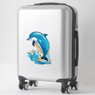 Sticker Dauphin Bleu sautant par-dessus les vagues de l'oc