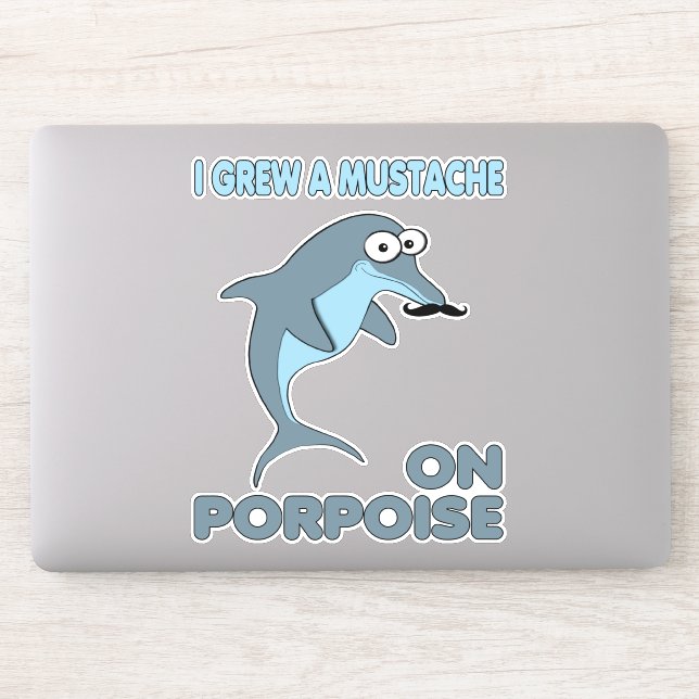 Sticker Dauphin drôle de Moustache (Ordinateur)