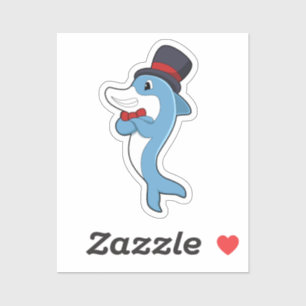 Sticker Dauphin en tant que Gentleman avec Casquette