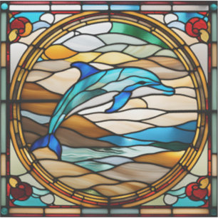 Sticker Dauphin En Verre Trait Faux