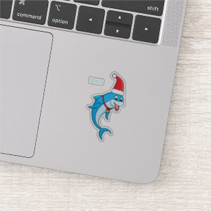 Sticker Dauphin mignon avec dessin animé du chapeau du Pèr