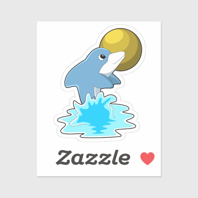 Sticker Dauphin nager avec lune (Feuille)